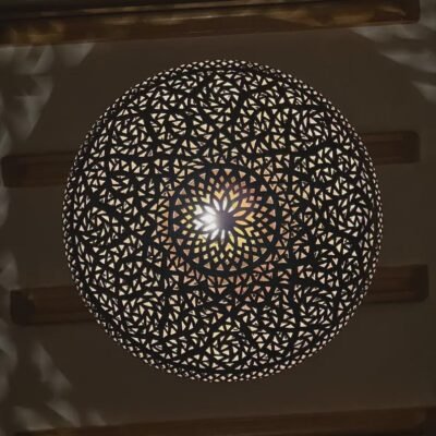 Handcrafted Brass Pendant Light • Moroccan Pierced Lamp • Boho Ceiling Fixture • Warm Shadow Effect • Handmade Metal Lighting