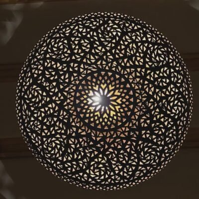 Handcrafted Brass Pendant Light • Moroccan Pierced Lamp • Boho Ceiling Fixture • Warm Shadow Effect • Handmade Metal Lighting