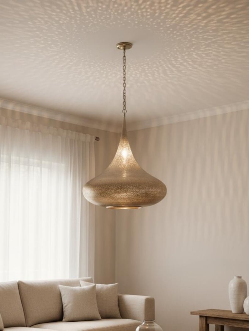 Handmade Moroccan Brass Teardrop Pendant