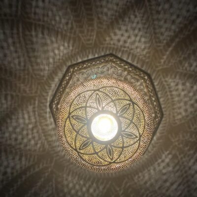 Handmade Moroccan Brass Pendant Light Fixture Rustic Farmhouse Hanging Ceiling Lamp Boho Chandelier for Kitchen, Dining Room & Entryway