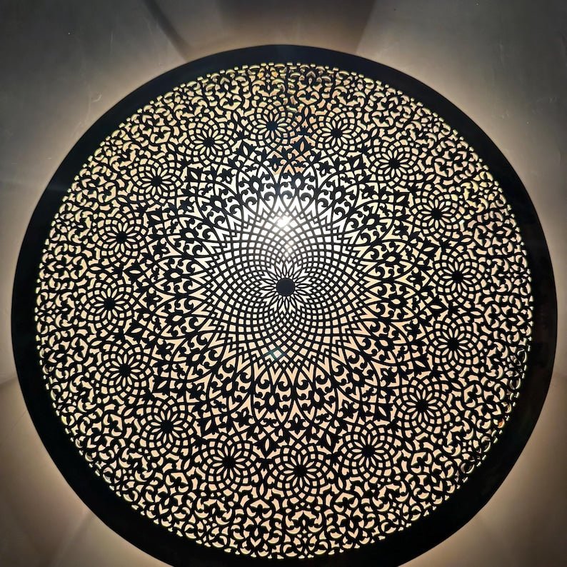 Elegant Moroccan Circle Wall Sconce, Handmade Moroccan wall light Available in Multiple Sizes for any Room, Moroccan lighting, Brass lamp