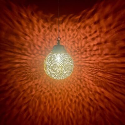 Small Moroccan Brass Globe Pendant