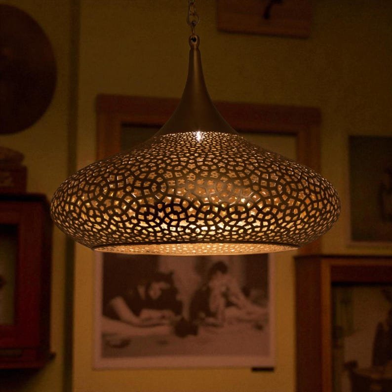 Brass pendant light - Handmade Moroccan brass lighting fixture