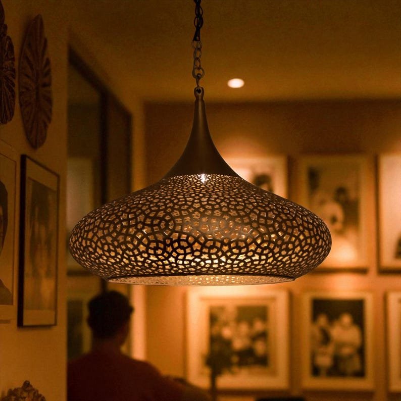 Brass pendant light - Handmade Moroccan brass lighting fixture