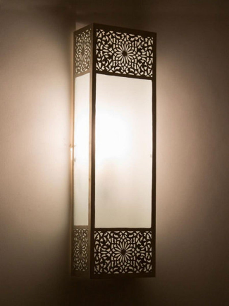 Luxury Moroccan Wall Light Fixture, lampshade wall light, Wall Decor, Brass Wall sconce silver, Moroccan Handmade Art Wall Deco lighting