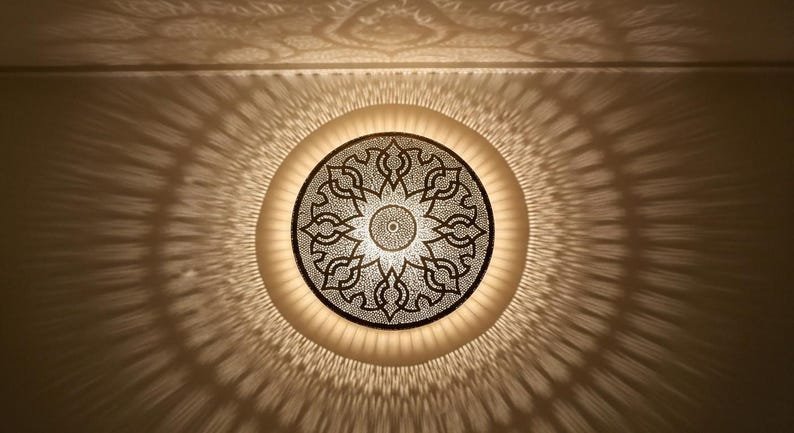 Handmade Moroccan Brass Wall Sconce: Geometric Light Decor Handmade Moroccan Brass Wall Sconce: Geometric Light Decor