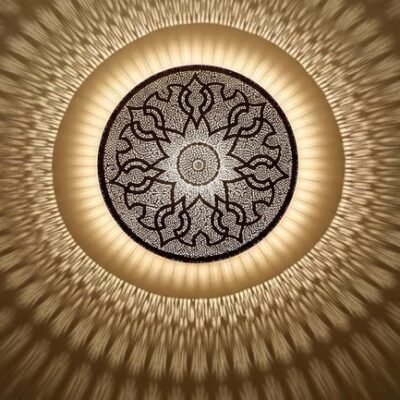 Handmade Moroccan Brass Wall Sconce: Geometric Light Decor Handmade Moroccan Brass Wall Sconce: Geometric Light Decor