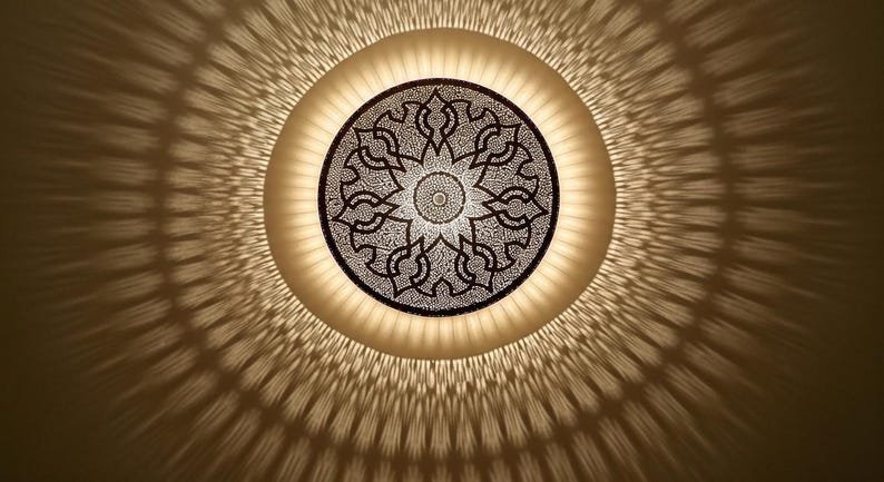 Handmade Moroccan Brass Wall Sconce: Geometric Light Decor Handmade Moroccan Brass Wall Sconce: Geometric Light Decor