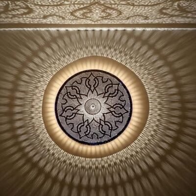 Handmade Moroccan Brass Wall Sconce: Geometric Light Decor Handmade Moroccan Brass Wall Sconce: Geometric Light Decor