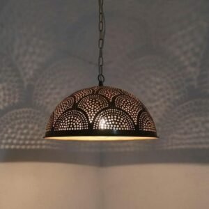 Moroccan Brass Dome Pendant Light Pierced Pattern Ceiling Lamp