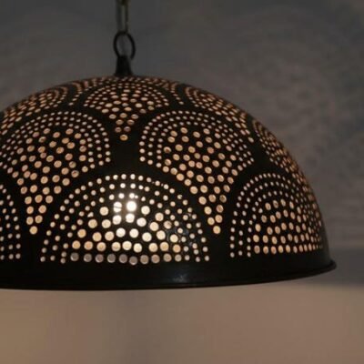 Moroccan Brass Dome Pendant Light Pierced Pattern Ceiling Lamp