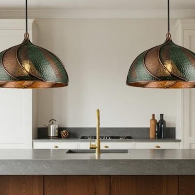 Green Patina & Copper Pendant Lamp
