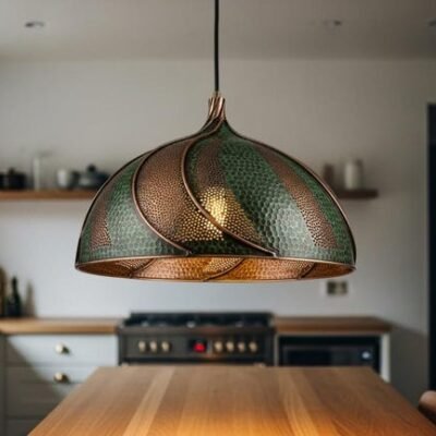 Green Patina & Copper Pendant Lamp