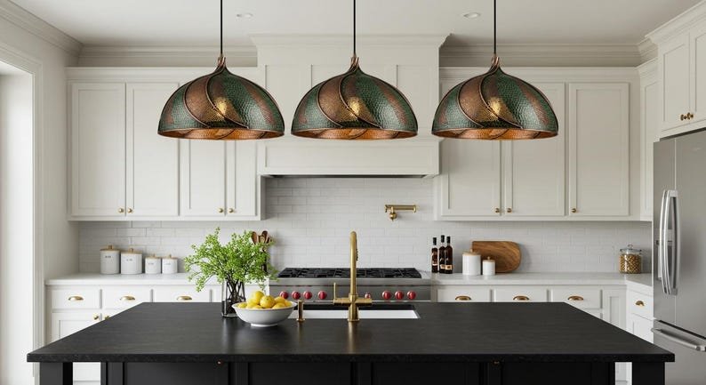 Green Patina & Copper Pendant Lamp