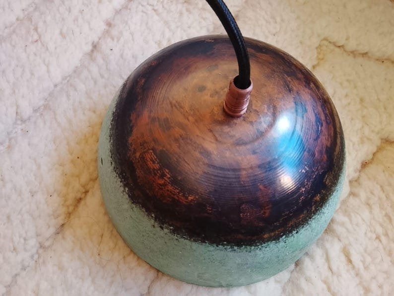 Rustic Patina Dome Pendant Light – Warm Ambient Glow