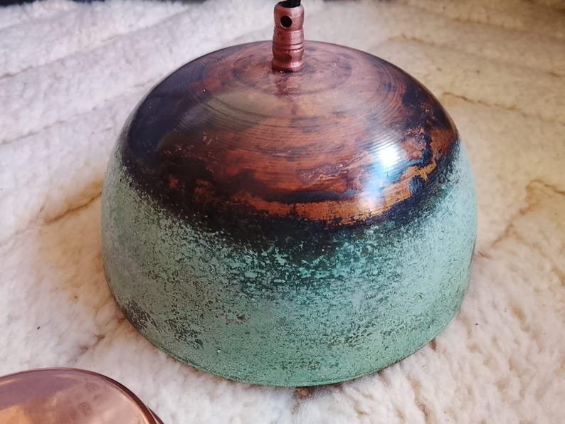 Rustic Patina Dome Pendant Light – Warm Ambient Glow