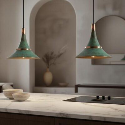 Sea-Mist Verdigris Cone Pendant