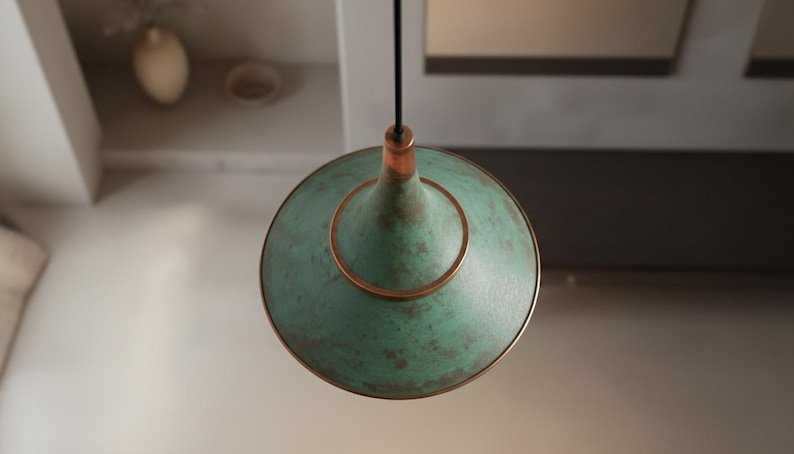 Sea-Mist Verdigris Cone Pendant