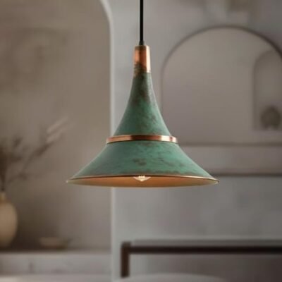 Sea-Mist Verdigris Cone Pendant