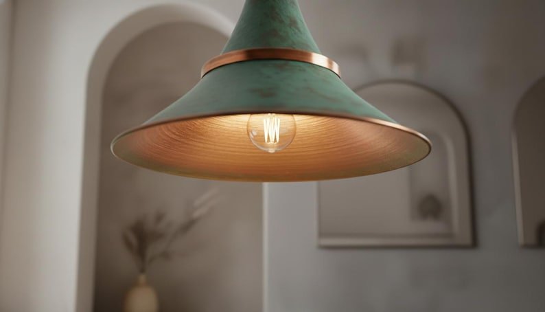 Sea-Mist Verdigris Cone Pendant