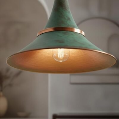 Sea-Mist Verdigris Cone Pendant