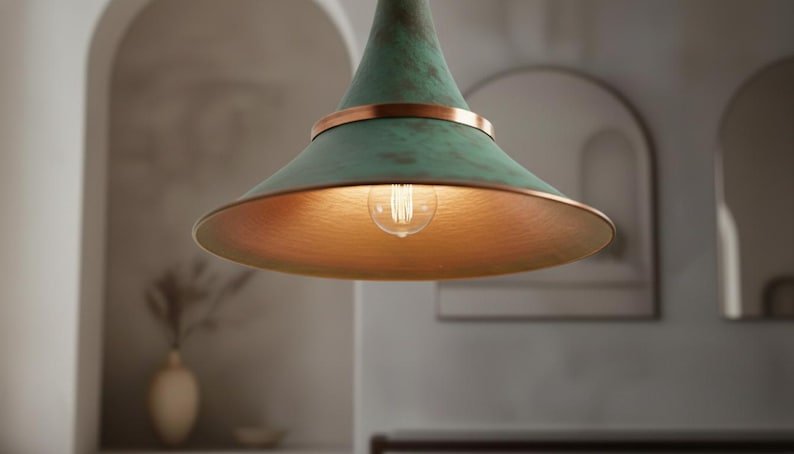 Sea-Mist Verdigris Cone Pendant