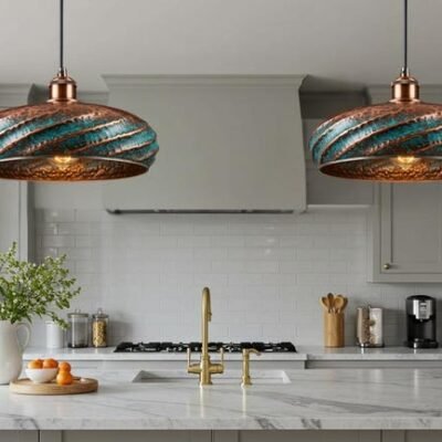 Verdigris Hammered Copper Pendant