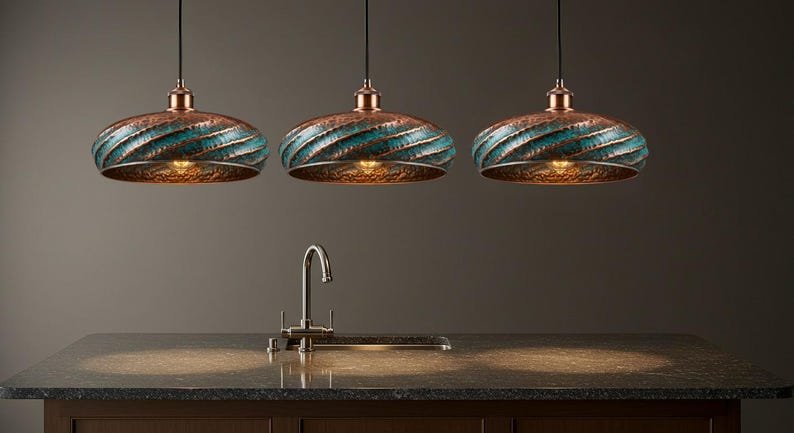 Verdigris Hammered Copper Pendant