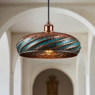 Verdigris Hammered Copper Pendant