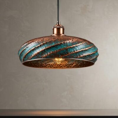 Verdigris Hammered Copper Pendant