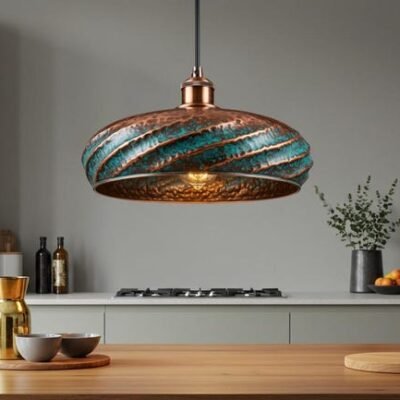 Verdigris Hammered Copper Pendant