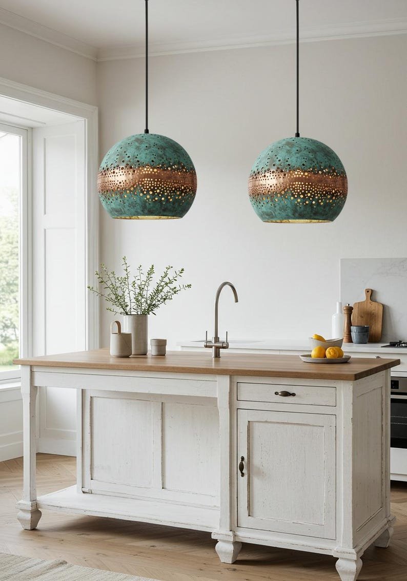 Moroccan Patina Brass Globe Pendant Light