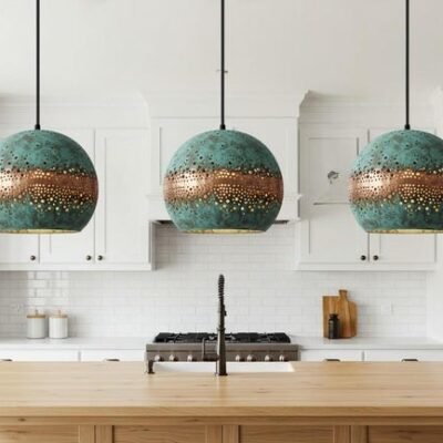 Moroccan Patina Brass Globe Pendant Light