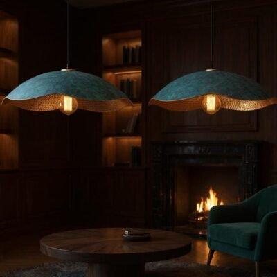 barss5 (1) Verdigris Wave Pendant Pair