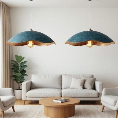 barss5 (2) Verdigris Wave Pendant Pair