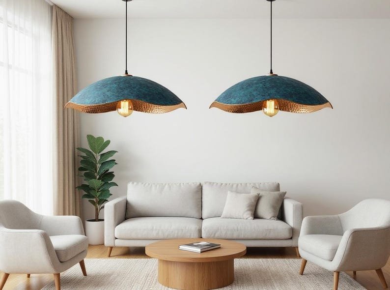 barss5 (2) Verdigris Wave Pendant Pair