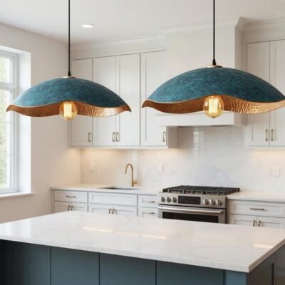 barss5 (3) Verdigris Wave Pendant Pair