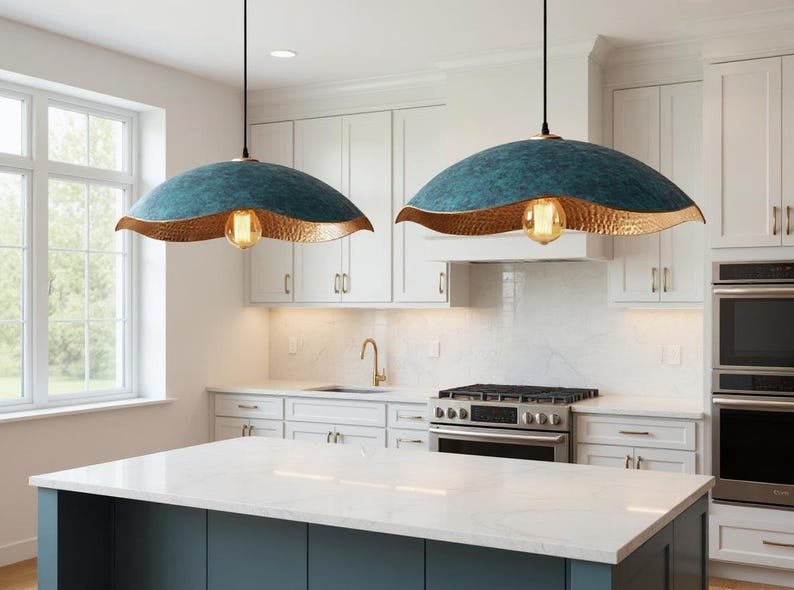 barss5 (3) Verdigris Wave Pendant Pair