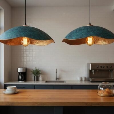 barss5 (5) Verdigris Wave Pendant Pair