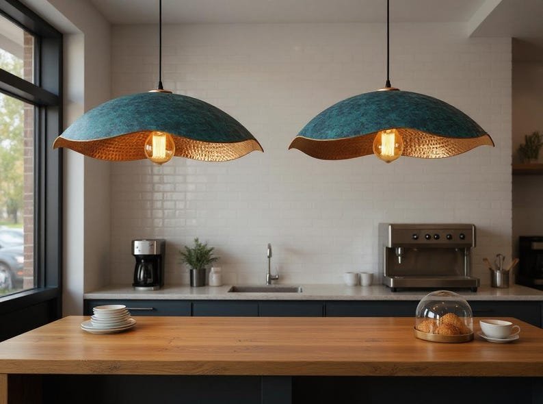 barss5 (5) Verdigris Wave Pendant Pair