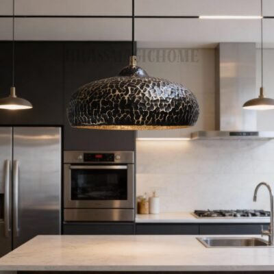 barss7 (8) Hand-Hammered Brass Dome Light – Rustic Moroccan Hanging Lamp