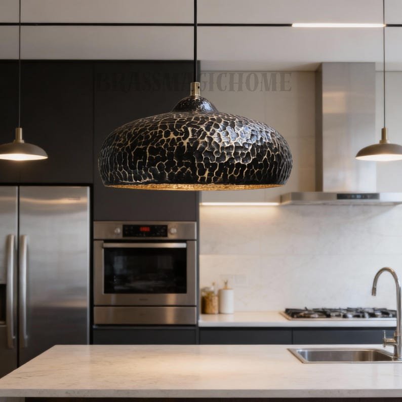 barss7 (8) Hand-Hammered Brass Dome Light – Rustic Moroccan Hanging Lamp