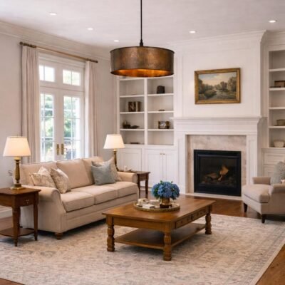 Rustic Copper Drum Pendant Light
