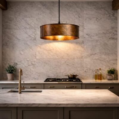 Rustic Copper Drum Pendant Light