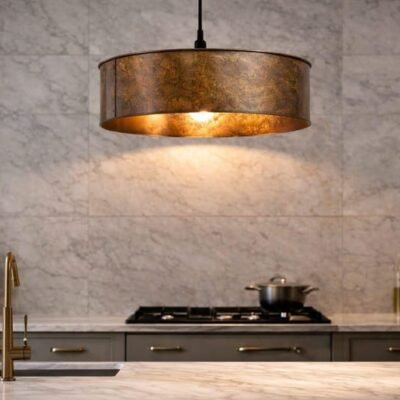 Rustic Copper Drum Pendant Light