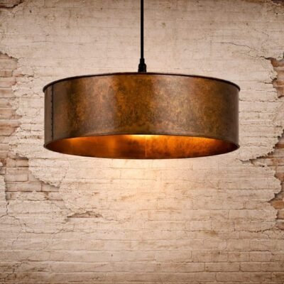 Rustic Copper Drum Pendant Light