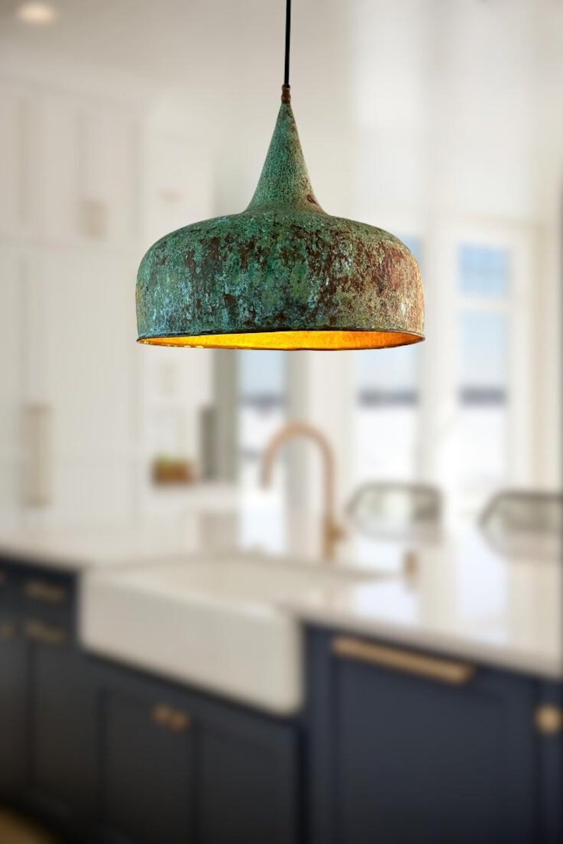 brass (1) Vintage Patina Brass Pendant Light Handmade Rustic Ceiling Lamp