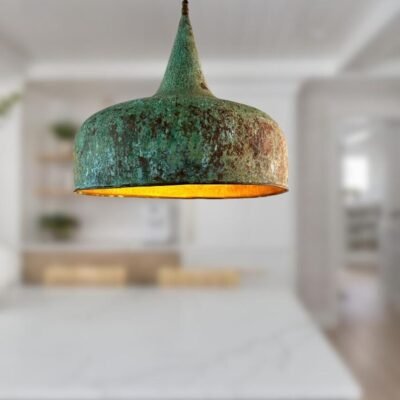 brass (2) Vintage Patina Brass Pendant Light Handmade Rustic Ceiling Lamp