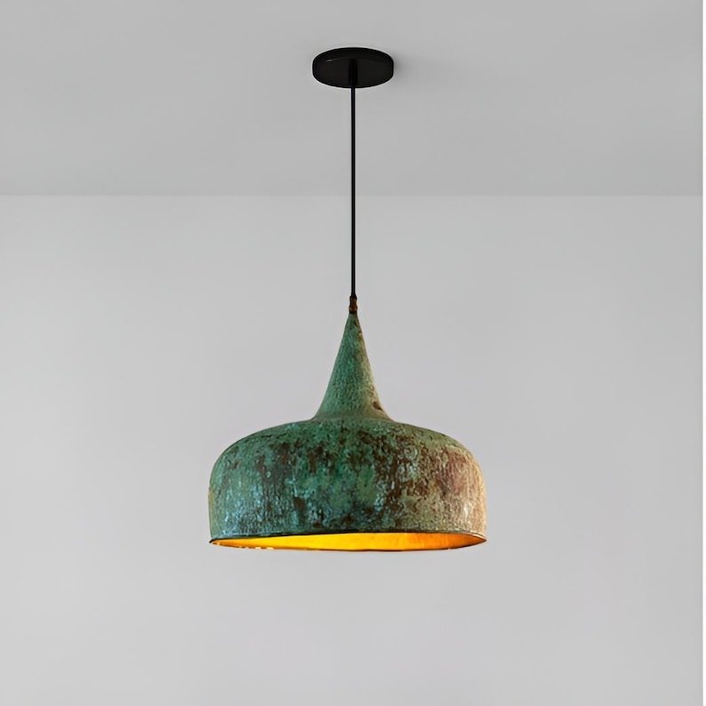 brass (4) Vintage Patina Brass Pendant Light Handmade Rustic Ceiling Lamp