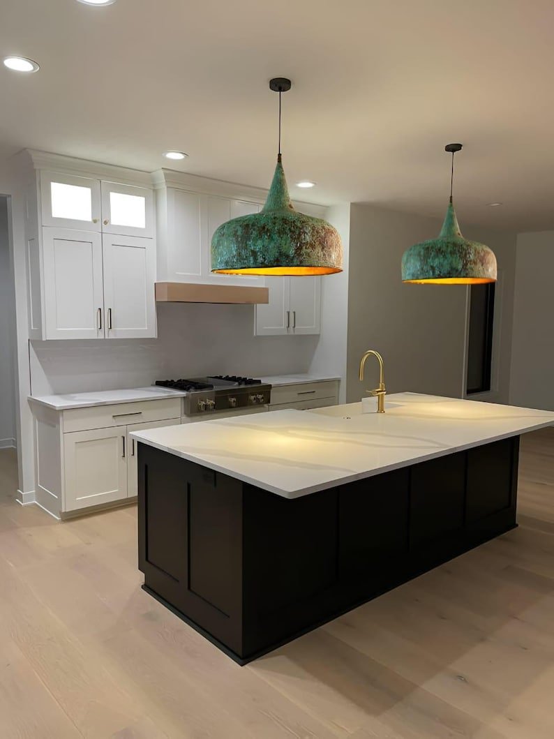 brass (5) Vintage Patina Brass Pendant Light Handmade Rustic Ceiling Lamp